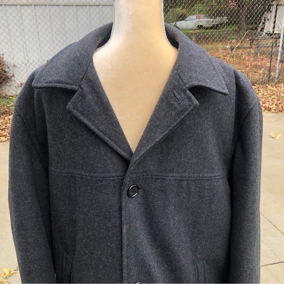 London Fog Mens Wool Blend Coat Charcoal Gray - Picture 2 of 12